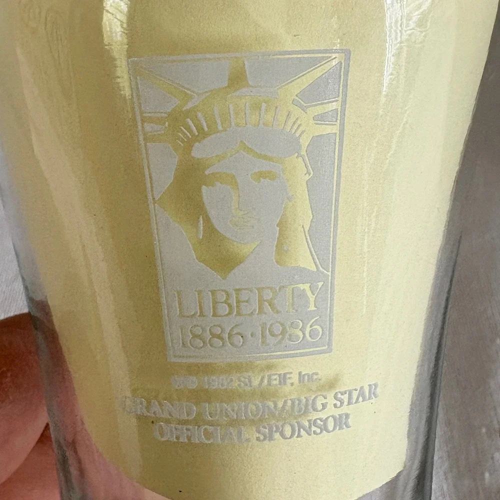 Vintage Coca-Cola Statue of Liberty Centennial Glass 1886-1986 Grand Union 6in‎